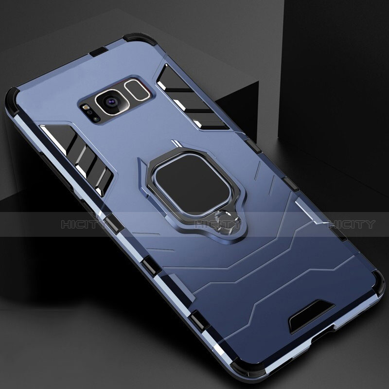 Funda Bumper Silicona y Plastico Mate Carcasa con Magnetico Soporte para Samsung Galaxy S8 Azul