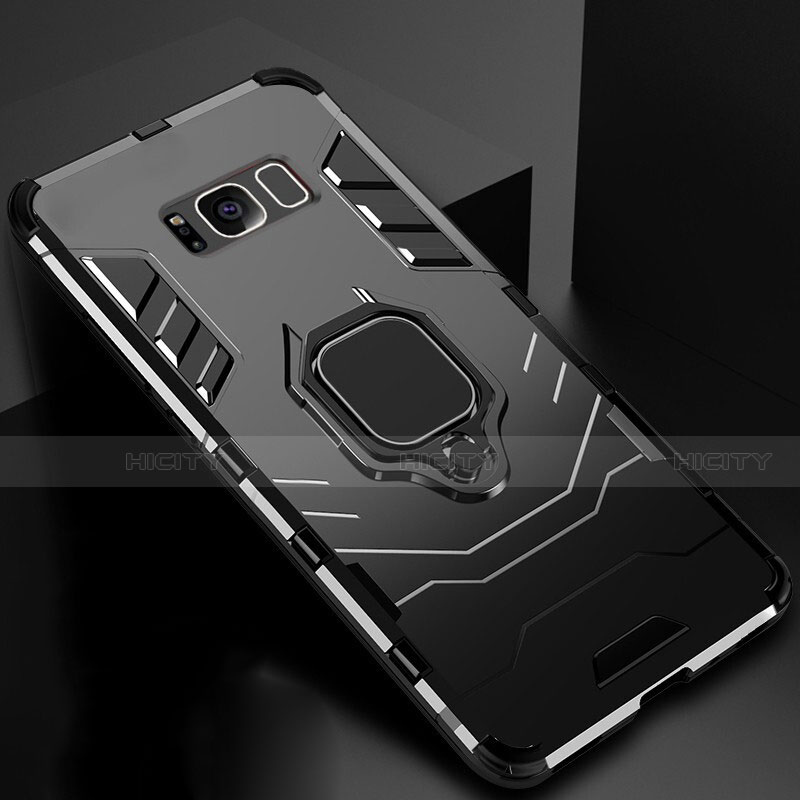 Funda Bumper Silicona y Plastico Mate Carcasa con Magnetico Soporte para Samsung Galaxy S8 Negro