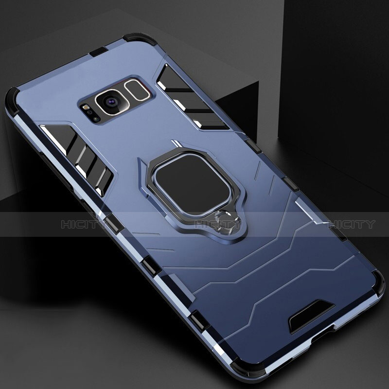 Funda Bumper Silicona y Plastico Mate Carcasa con Magnetico Soporte para Samsung Galaxy S8 Plus Azul