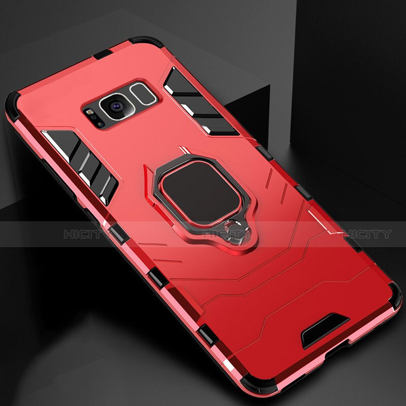 Funda Bumper Silicona y Plastico Mate Carcasa con Magnetico Soporte para Samsung Galaxy S8 Plus Rojo