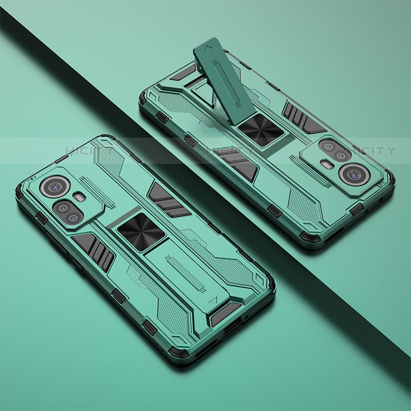 Funda Bumper Silicona y Plastico Mate Carcasa con Magnetico Soporte para Xiaomi Mi 12S 5G Verde