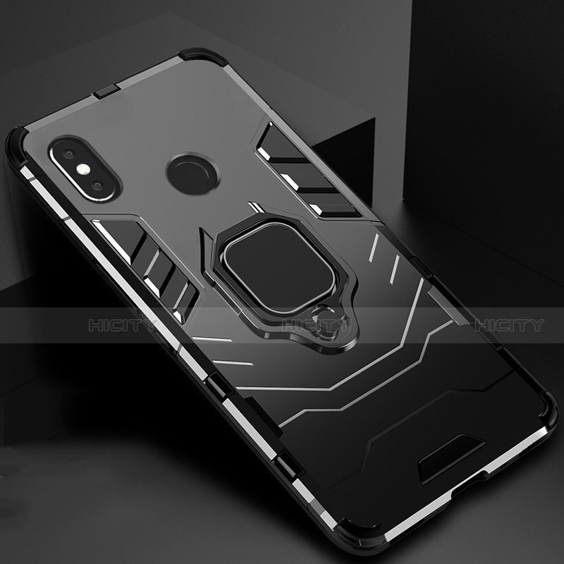 Funda Bumper Silicona y Plastico Mate Carcasa con Magnetico Soporte para Xiaomi Mi 6X Negro
