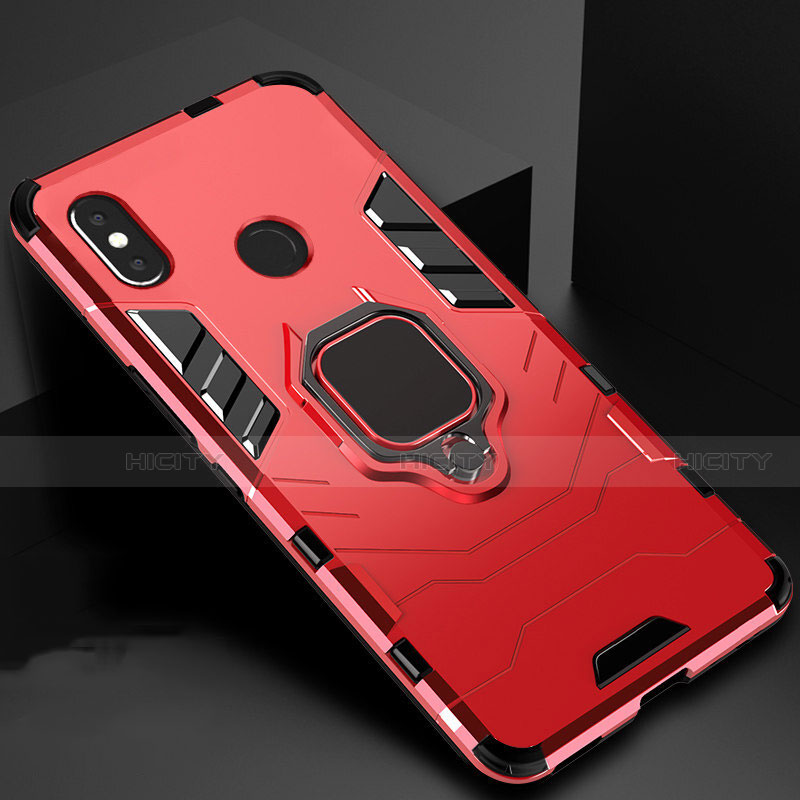 Funda Bumper Silicona y Plastico Mate Carcasa con Magnetico Soporte para Xiaomi Mi 6X Rojo