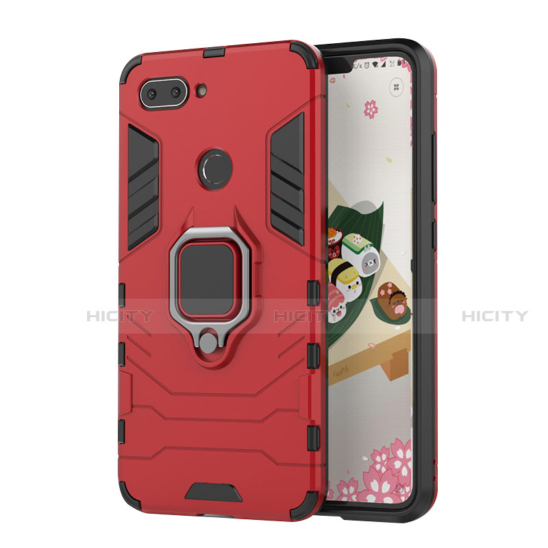 Funda Bumper Silicona y Plastico Mate Carcasa con Magnetico Soporte para Xiaomi Mi 8 Lite Rojo