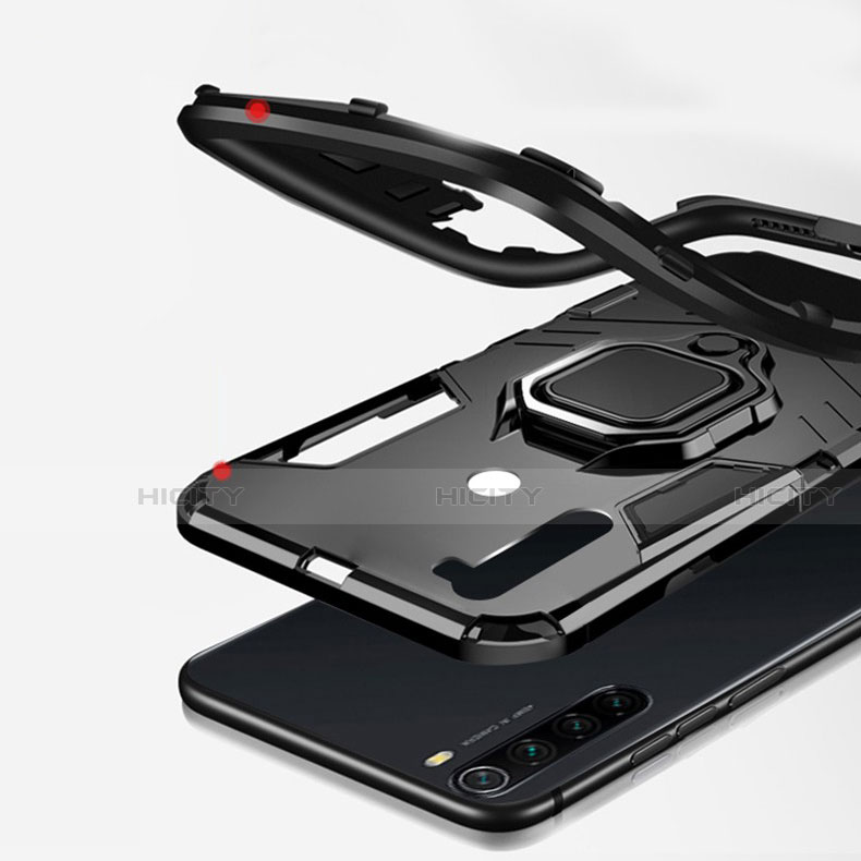 Funda Bumper Silicona y Plastico Mate Carcasa con Magnetico Soporte para Xiaomi Redmi Note 8 (2021)