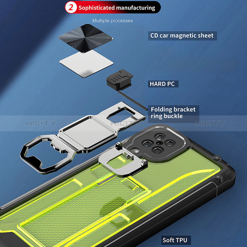 Funda Bumper Silicona y Plastico Mate Carcasa con Magnetico Soporte Q01W para Samsung Galaxy A12