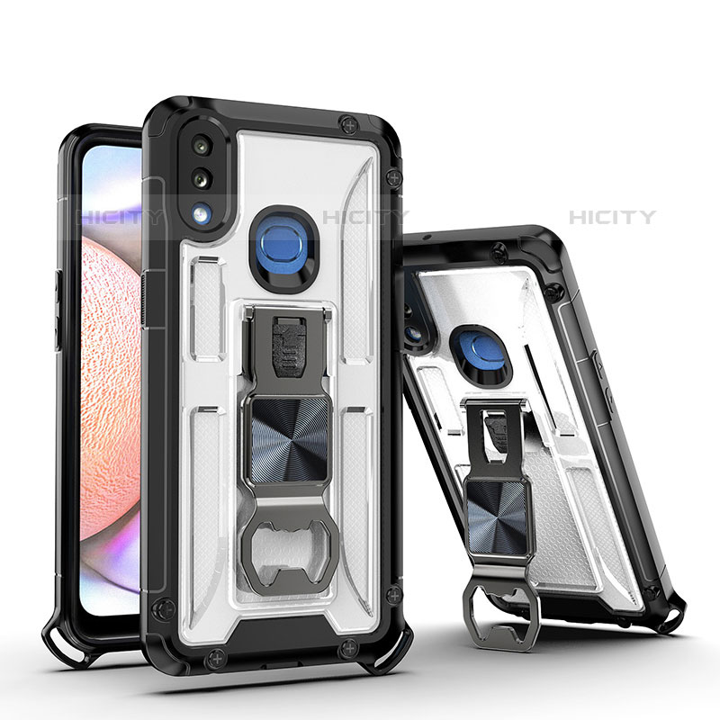 Funda Bumper Silicona y Plastico Mate Carcasa con Magnetico Soporte Q01W para Samsung Galaxy M01s