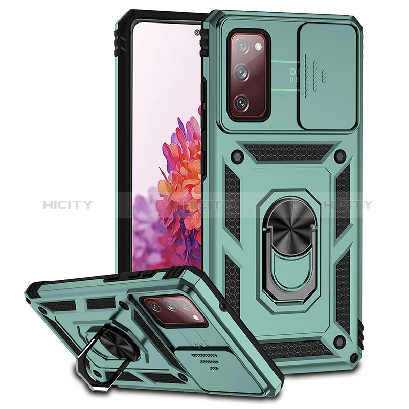 Funda Bumper Silicona y Plastico Mate Carcasa con Magnetico Soporte Q01W para Samsung Galaxy S20 FE 5G Verde