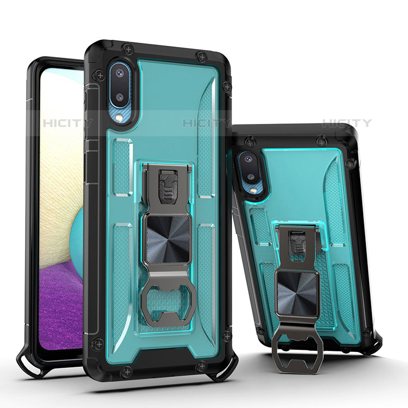 Funda Bumper Silicona y Plastico Mate Carcasa con Magnetico Soporte QW1 para Samsung Galaxy M02