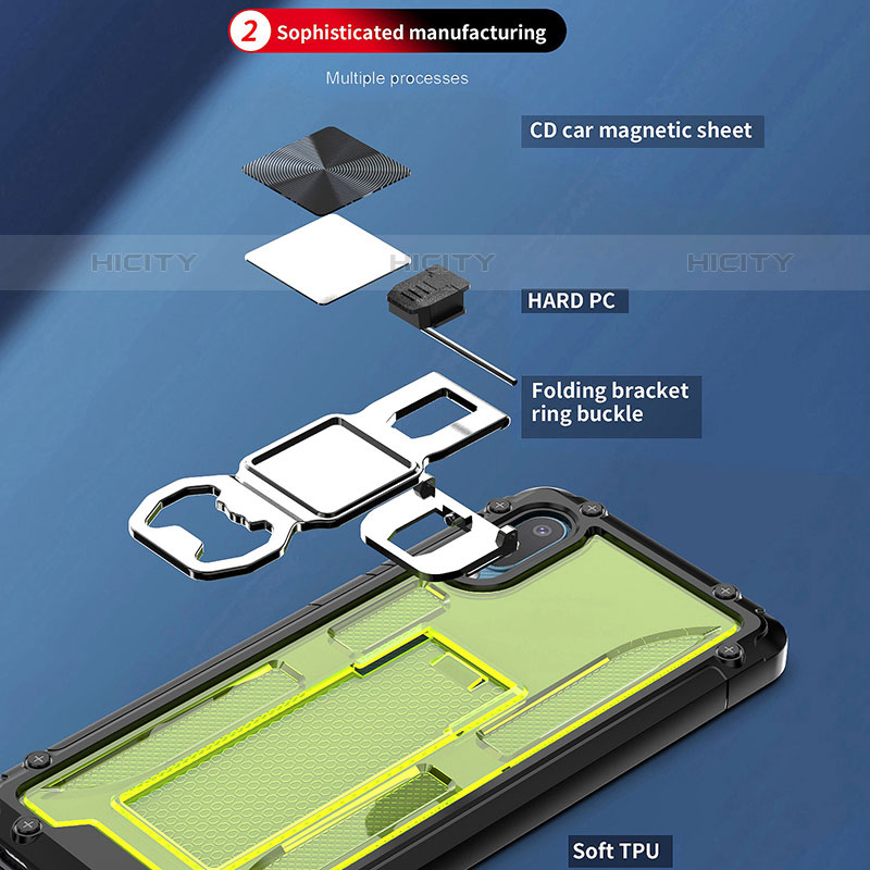 Funda Bumper Silicona y Plastico Mate Carcasa con Magnetico Soporte QW1 para Samsung Galaxy M02