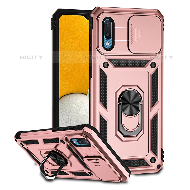 Funda Bumper Silicona y Plastico Mate Carcasa con Magnetico Soporte QW2 para Samsung Galaxy M02