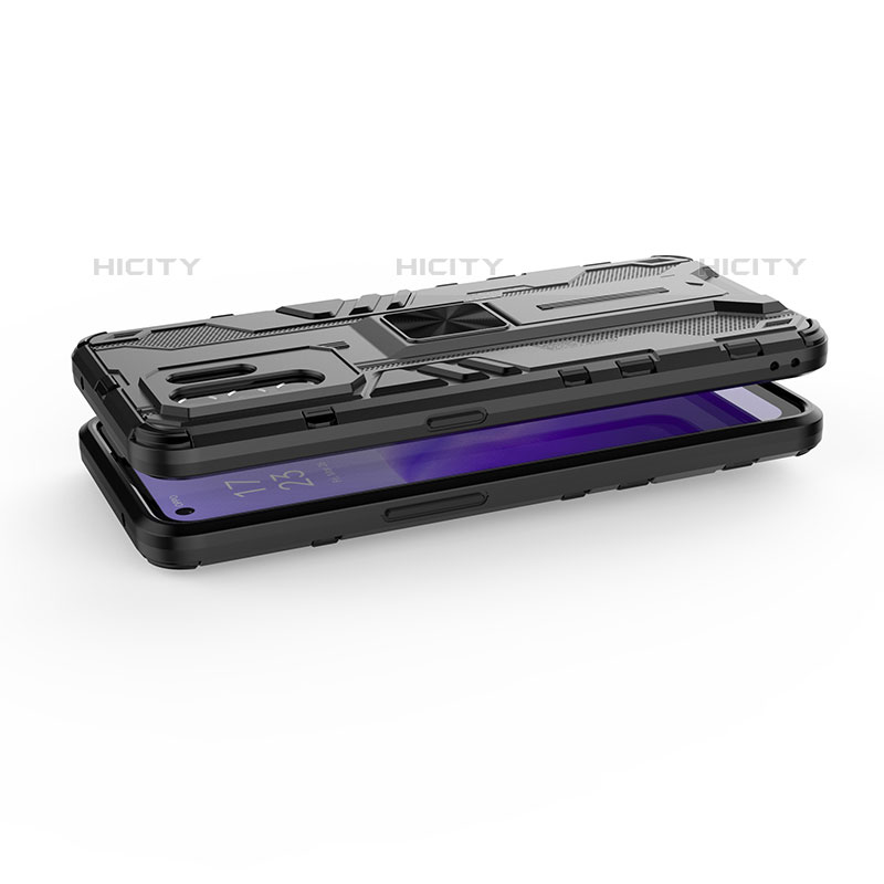 Funda Bumper Silicona y Plastico Mate Carcasa con Magnetico Soporte T01 para Oppo F19 Pro+ Plus 5G