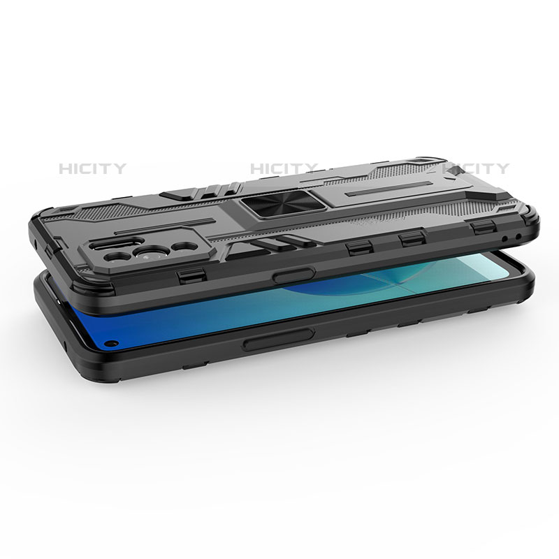 Funda Bumper Silicona y Plastico Mate Carcasa con Magnetico Soporte T01 para Oppo Reno6 Z 5G