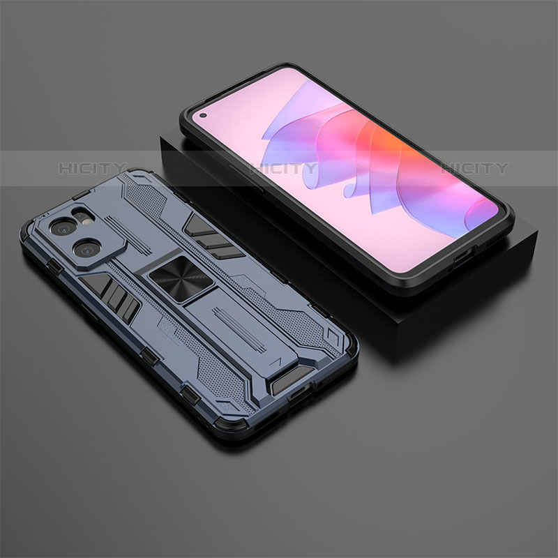 Funda Bumper Silicona y Plastico Mate Carcasa con Magnetico Soporte T01 para Oppo Reno7 SE 5G