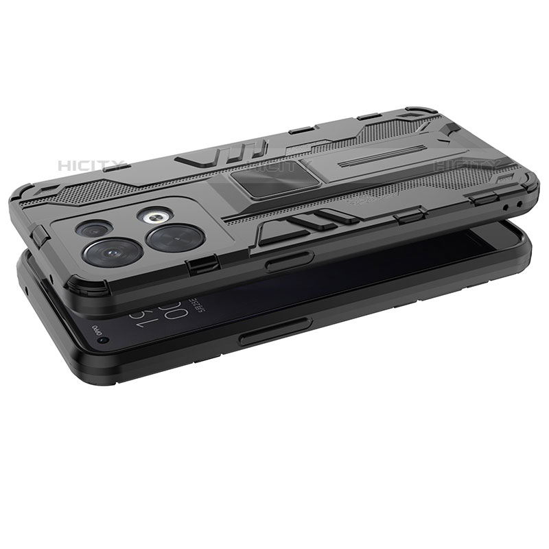 Funda Bumper Silicona y Plastico Mate Carcasa con Magnetico Soporte T01 para Oppo Reno8 5G