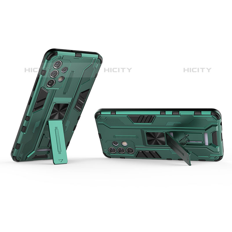 Funda Bumper Silicona y Plastico Mate Carcasa con Magnetico Soporte T01 para Samsung Galaxy M32 5G