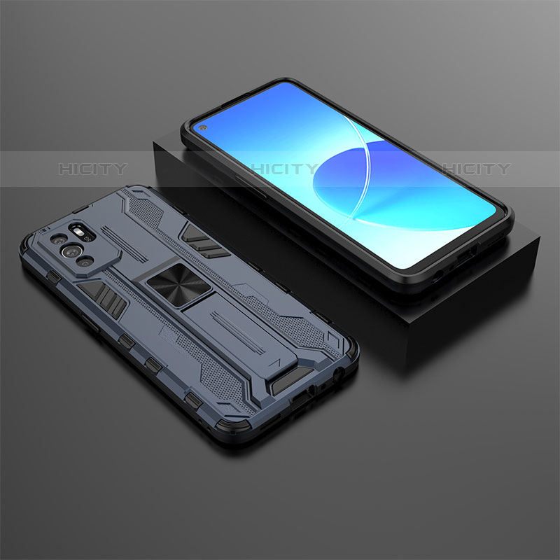 Funda Bumper Silicona y Plastico Mate Carcasa con Magnetico Soporte T02 para Oppo Reno6 Z 5G