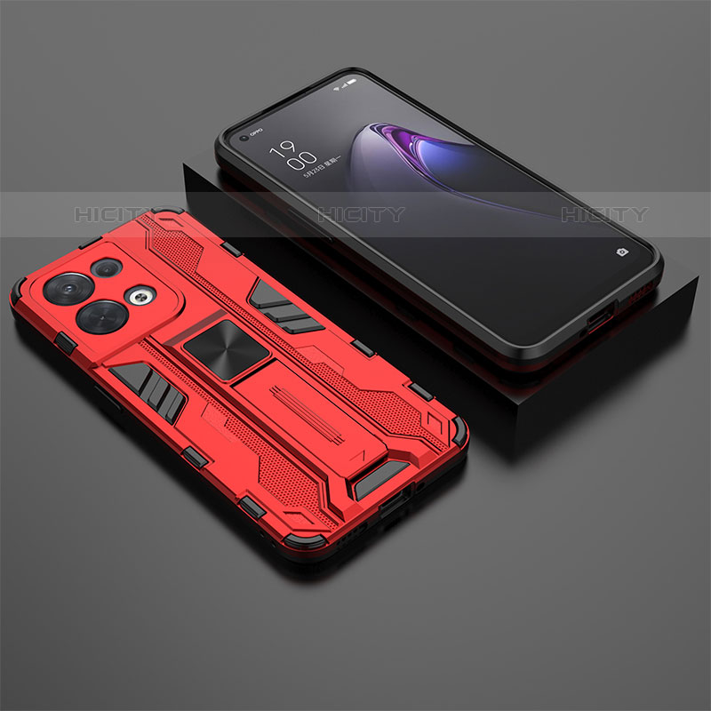 Funda Bumper Silicona y Plastico Mate Carcasa con Magnetico Soporte T02 para Oppo Reno9 5G