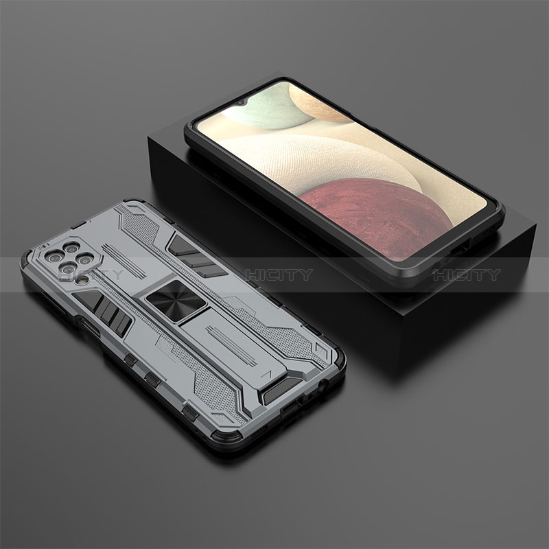 Funda Bumper Silicona y Plastico Mate Carcasa con Magnetico Soporte T02 para Samsung Galaxy A12 Nacho