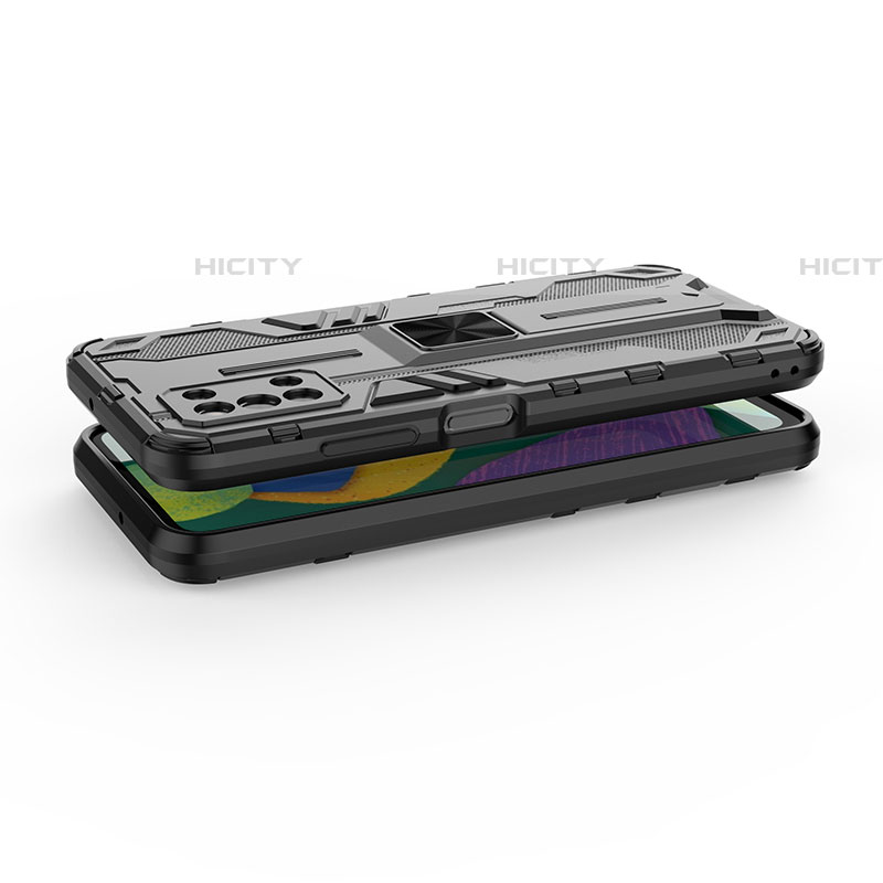 Funda Bumper Silicona y Plastico Mate Carcasa con Magnetico Soporte T02 para Samsung Galaxy F52 5G