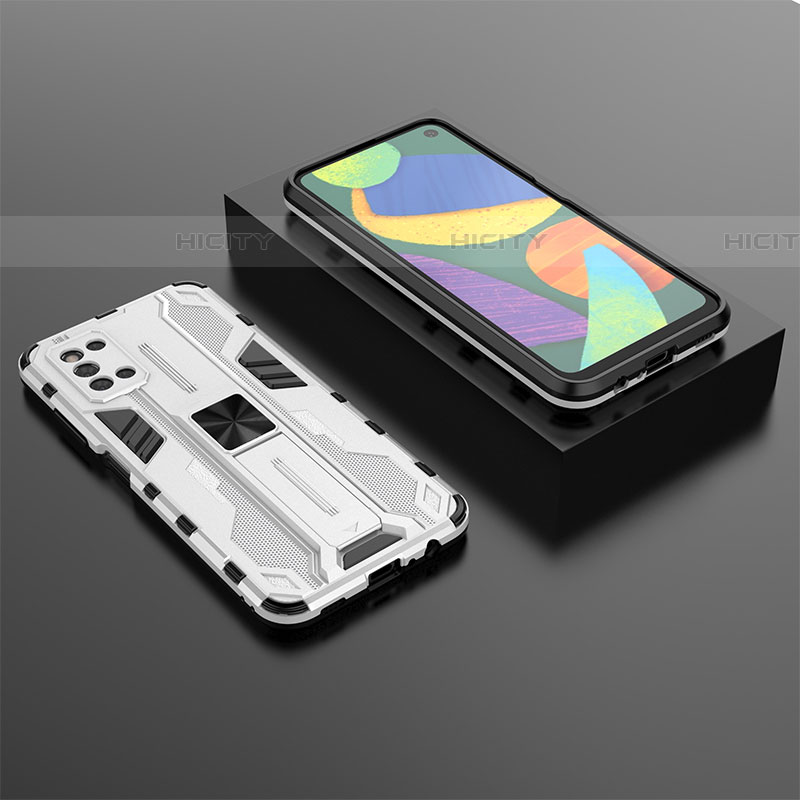 Funda Bumper Silicona y Plastico Mate Carcasa con Magnetico Soporte T02 para Samsung Galaxy F52 5G
