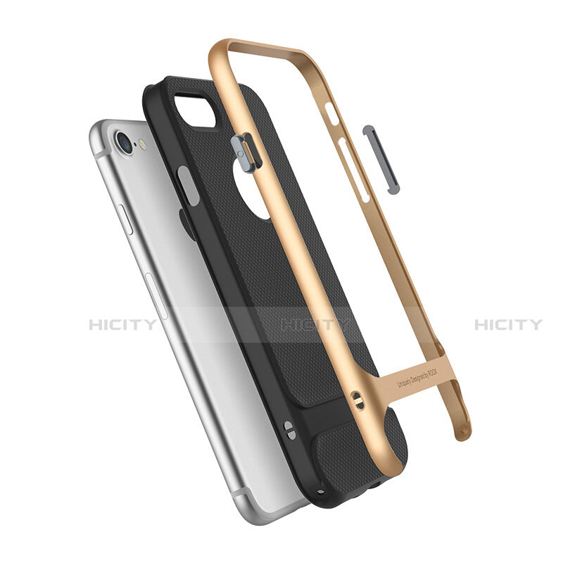 Funda Bumper Silicona y Plastico Mate Carcasa con Soporte A01 para Apple iPhone 7 Plus