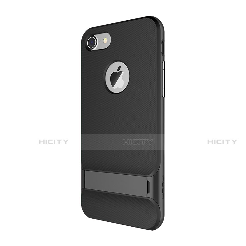 Funda Bumper Silicona y Plastico Mate Carcasa con Soporte A01 para Apple iPhone 8 Negro