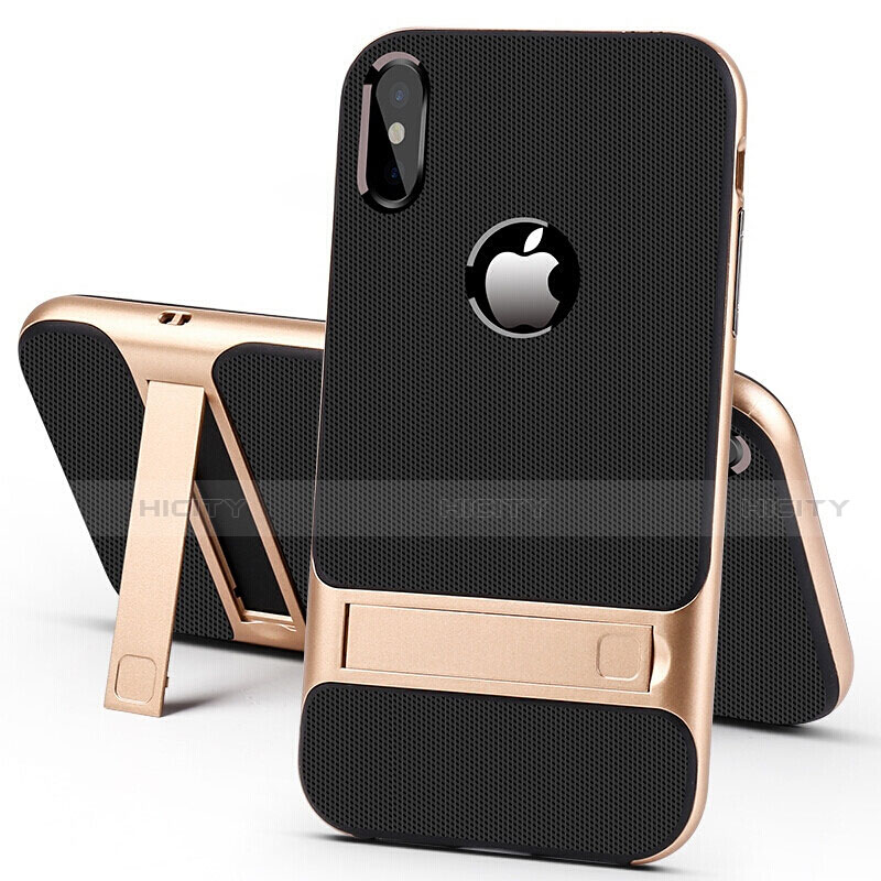 Funda Bumper Silicona y Plastico Mate Carcasa con Soporte A01 para Apple iPhone X