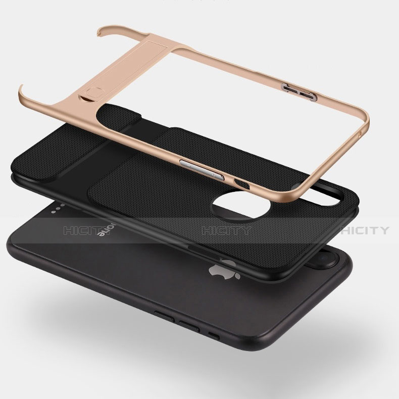 Funda Bumper Silicona y Plastico Mate Carcasa con Soporte A01 para Apple iPhone Xs Max