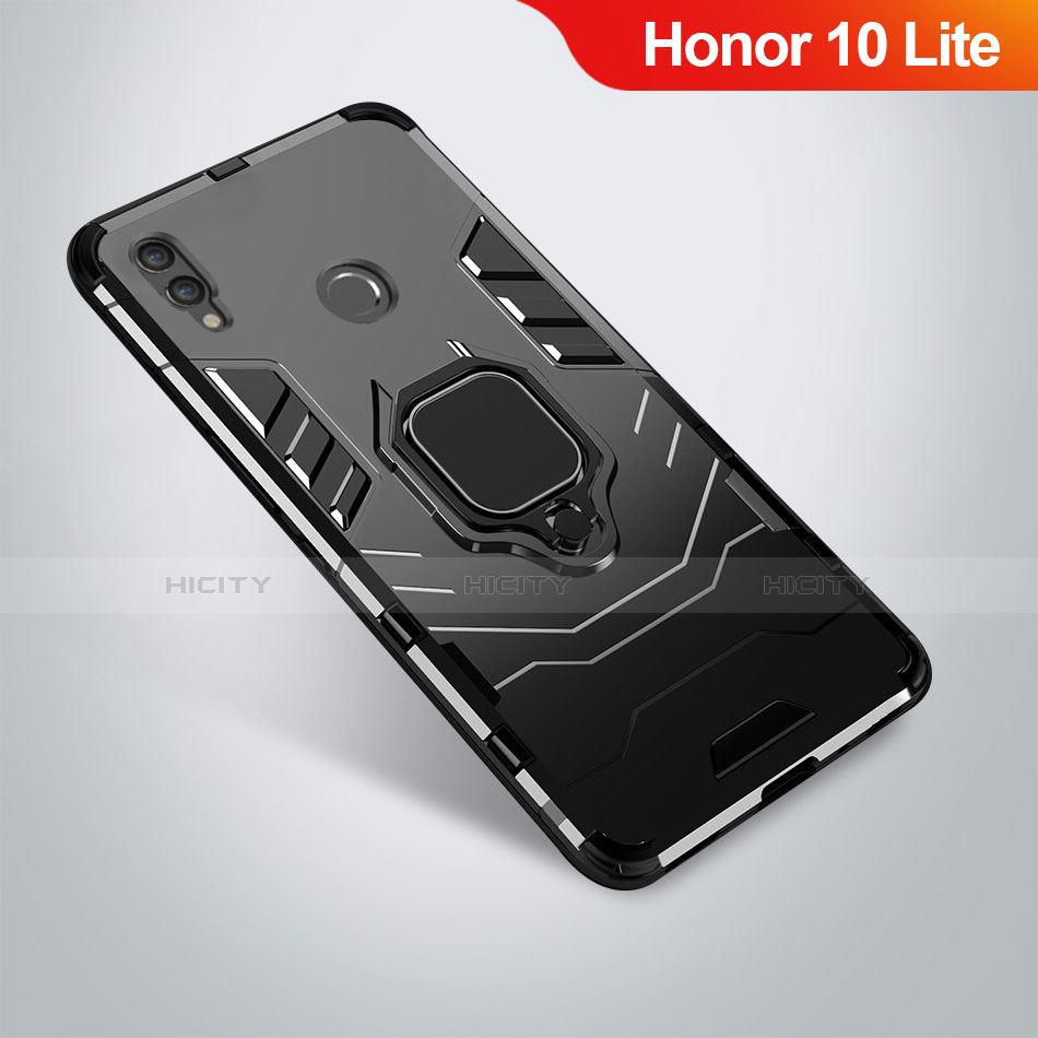 Funda Bumper Silicona y Plastico Mate Carcasa con Soporte A01 para Huawei Honor 10 Lite Negro