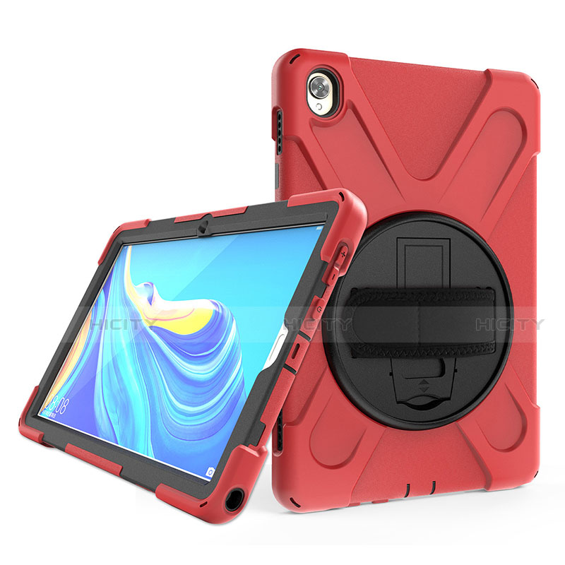 Funda Bumper Silicona y Plastico Mate Carcasa con Soporte A01 para Huawei MatePad 10.8 Rojo