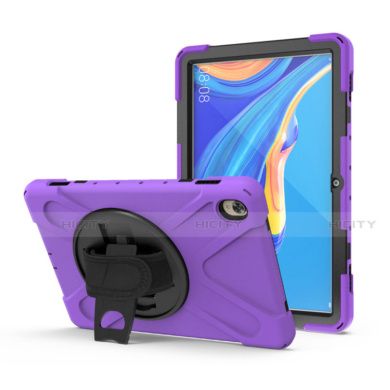 Funda Bumper Silicona y Plastico Mate Carcasa con Soporte A01 para Huawei MediaPad M6 10.8 Morado