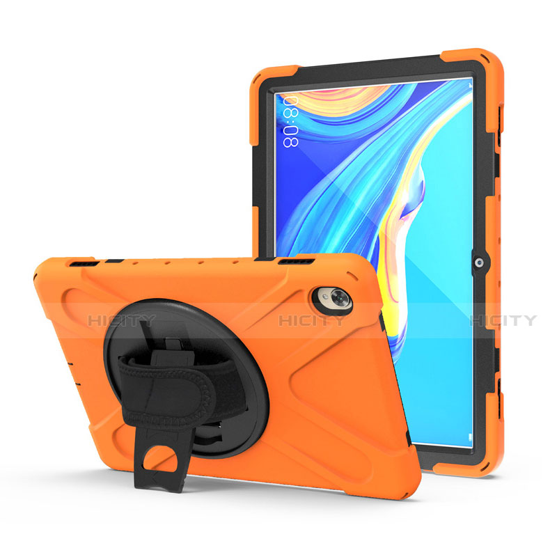 Funda Bumper Silicona y Plastico Mate Carcasa con Soporte A01 para Huawei MediaPad M6 10.8 Naranja