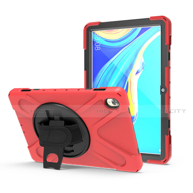 Funda Bumper Silicona y Plastico Mate Carcasa con Soporte A01 para Huawei MediaPad M6 10.8 Rojo