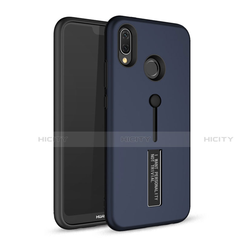 Funda Bumper Silicona y Plastico Mate Carcasa con Soporte A01 para Huawei P20 Lite Azul