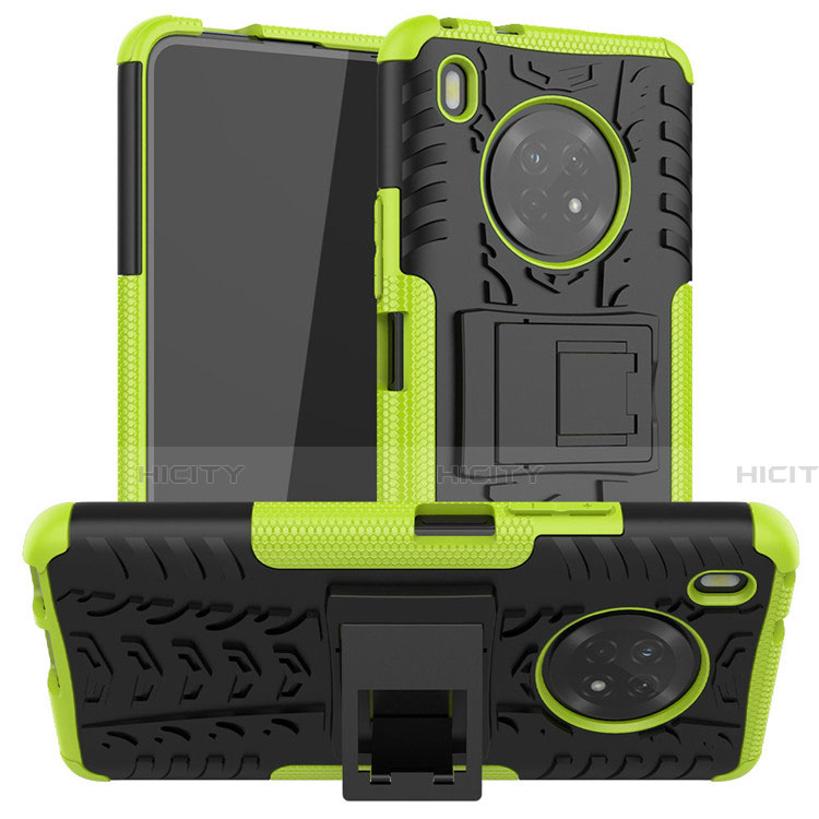 Funda Bumper Silicona y Plastico Mate Carcasa con Soporte A01 para Huawei Y9a Verde