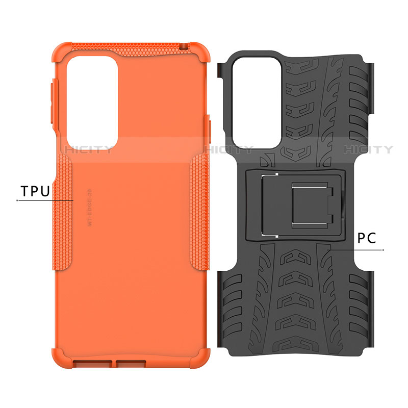 Funda Bumper Silicona y Plastico Mate Carcasa con Soporte A01 para Motorola Moto Edge 20 5G