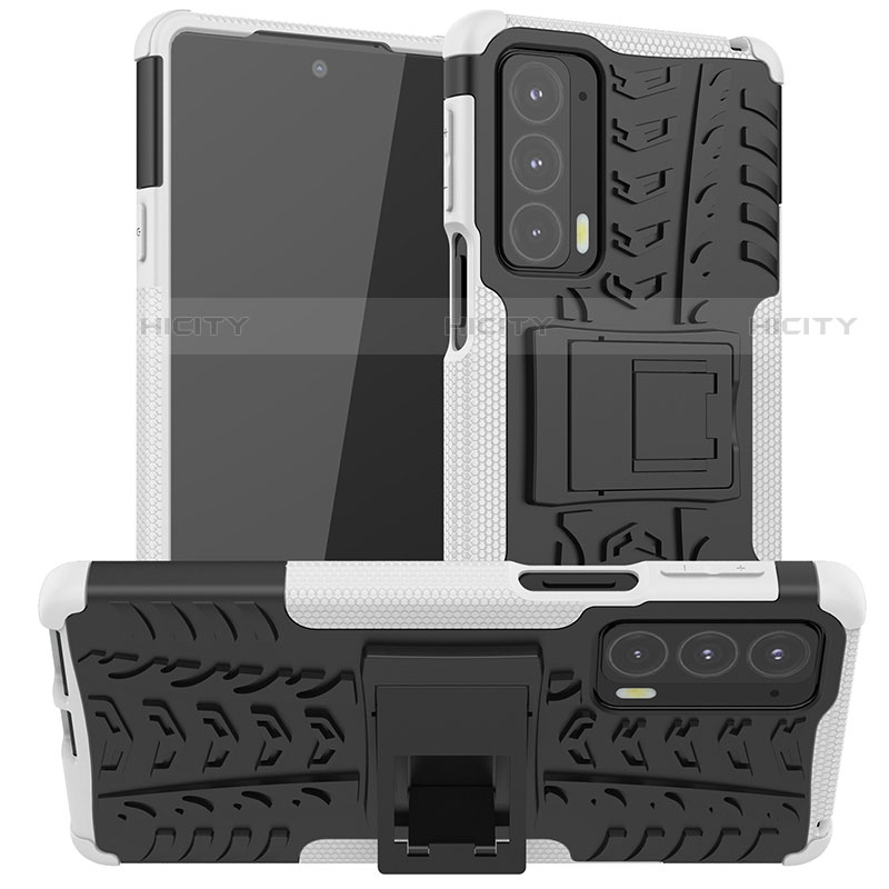Funda Bumper Silicona y Plastico Mate Carcasa con Soporte A01 para Motorola Moto Edge 20 5G