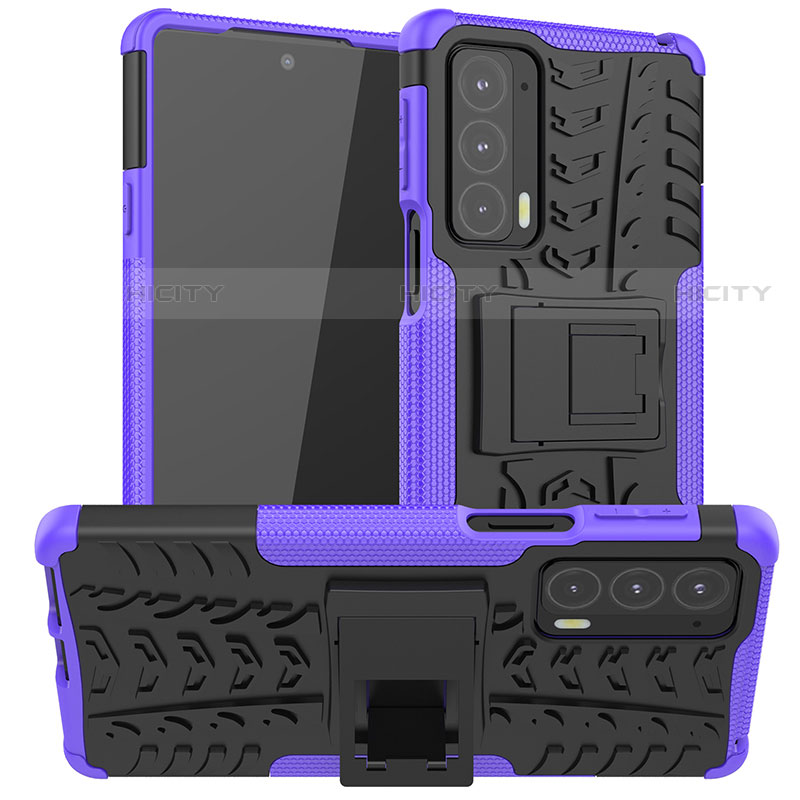 Funda Bumper Silicona y Plastico Mate Carcasa con Soporte A01 para Motorola Moto Edge 20 5G