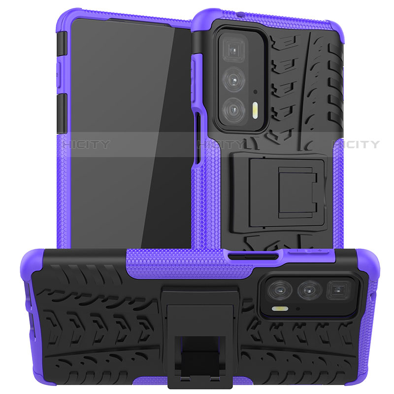 Funda Bumper Silicona y Plastico Mate Carcasa con Soporte A01 para Motorola Moto Edge 20 Pro 5G