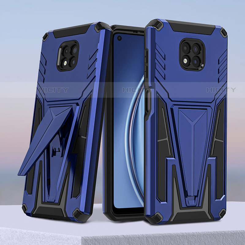 Funda Bumper Silicona y Plastico Mate Carcasa con Soporte A01 para Motorola Moto G Power (2021) Azul