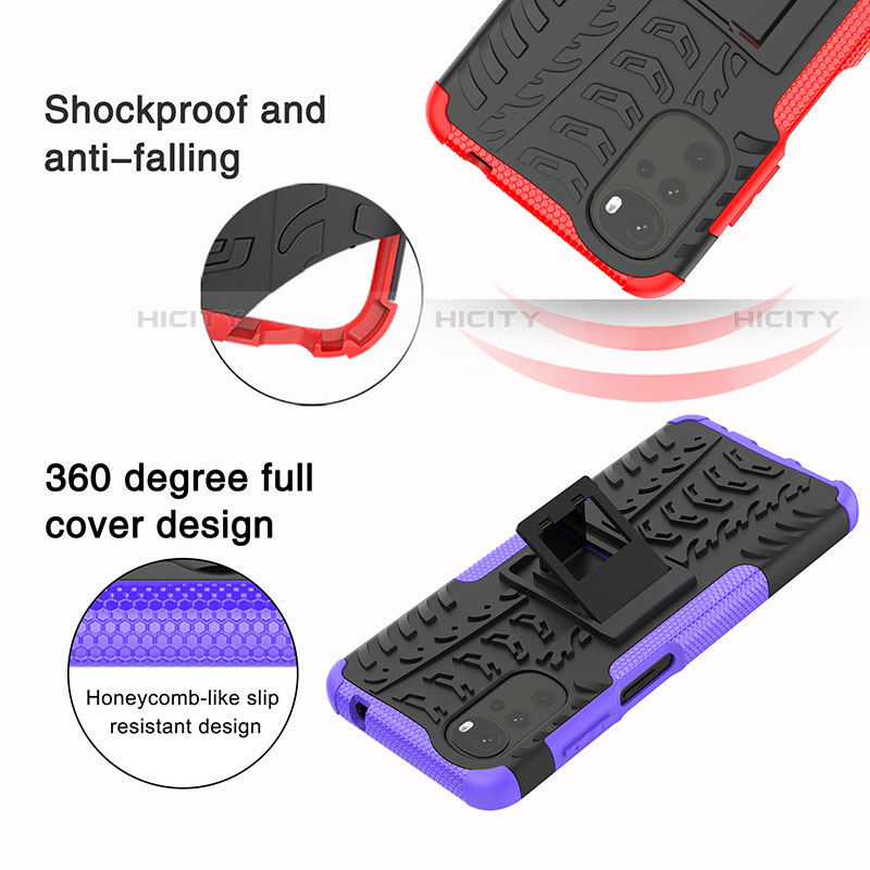 Funda Bumper Silicona y Plastico Mate Carcasa con Soporte A01 para Motorola Moto G22