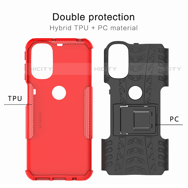 Funda Bumper Silicona y Plastico Mate Carcasa con Soporte A01 para Motorola Moto G31