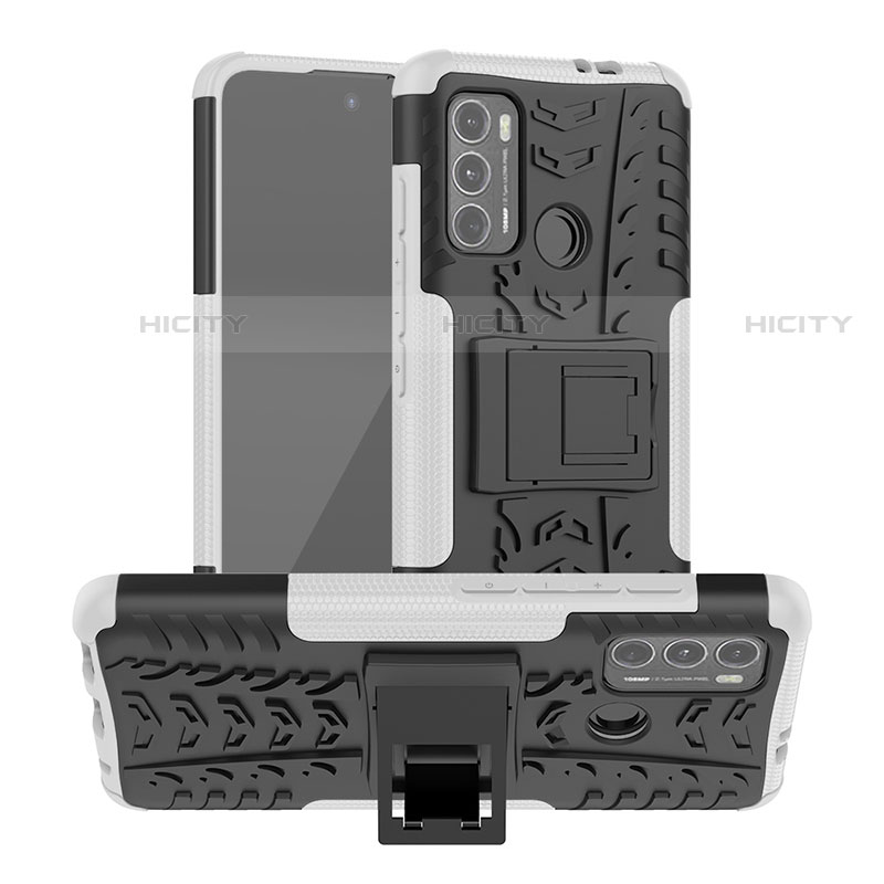 Funda Bumper Silicona y Plastico Mate Carcasa con Soporte A01 para Motorola Moto G40 Fusion