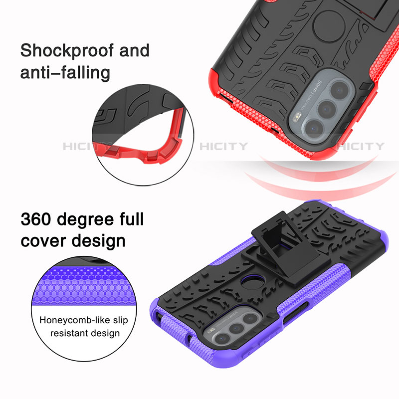 Funda Bumper Silicona y Plastico Mate Carcasa con Soporte A01 para Motorola Moto G41