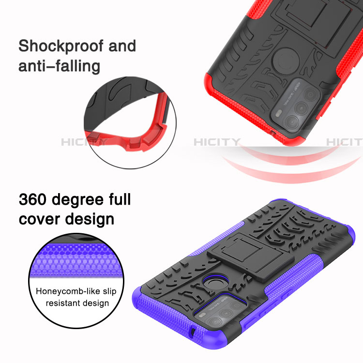 Funda Bumper Silicona y Plastico Mate Carcasa con Soporte A01 para Motorola Moto G50