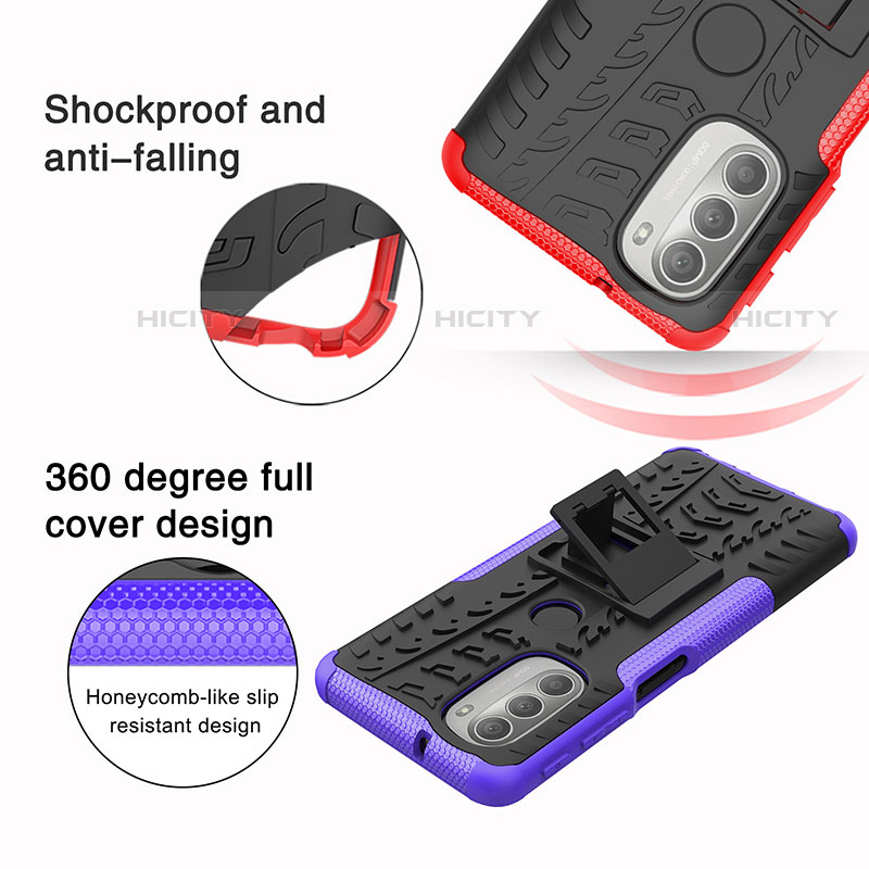Funda Bumper Silicona y Plastico Mate Carcasa con Soporte A01 para Motorola Moto G51 5G