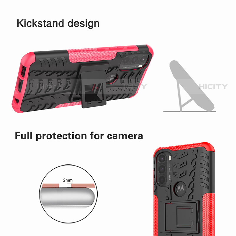 Funda Bumper Silicona y Plastico Mate Carcasa con Soporte A01 para Motorola Moto G71 5G