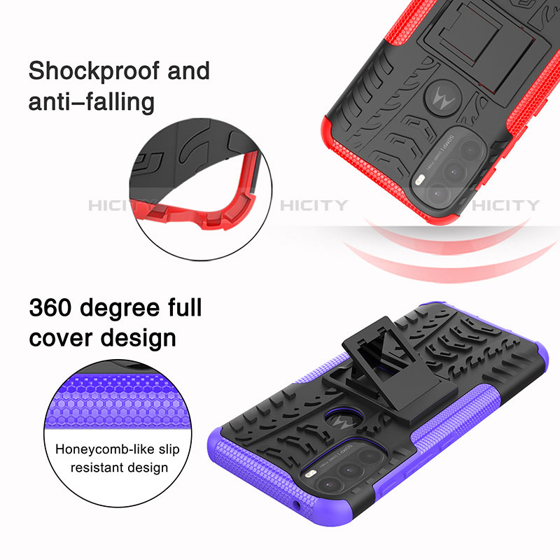 Funda Bumper Silicona y Plastico Mate Carcasa con Soporte A01 para Motorola Moto G71 5G