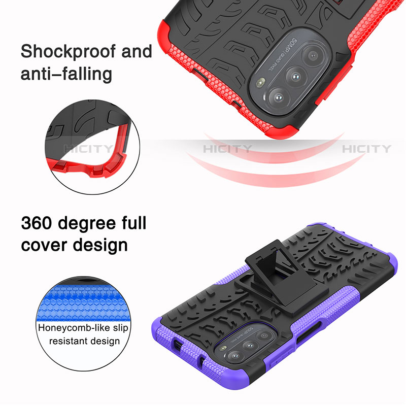 Funda Bumper Silicona y Plastico Mate Carcasa con Soporte A01 para Motorola Moto G71s 5G